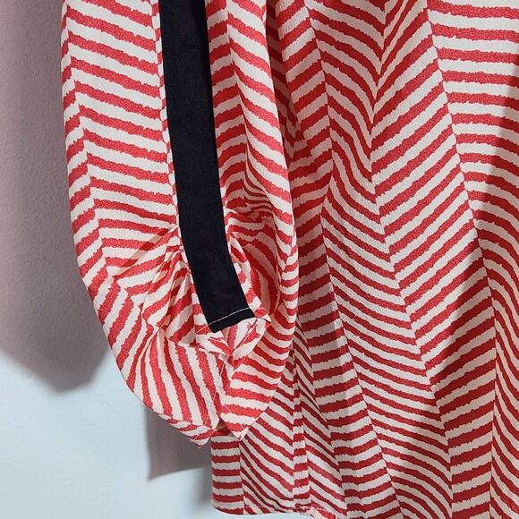 Gibson Latimer Pink Chevron Blouse Size Large Rose and Cream Chevron Print Top - Picture 5 of 11